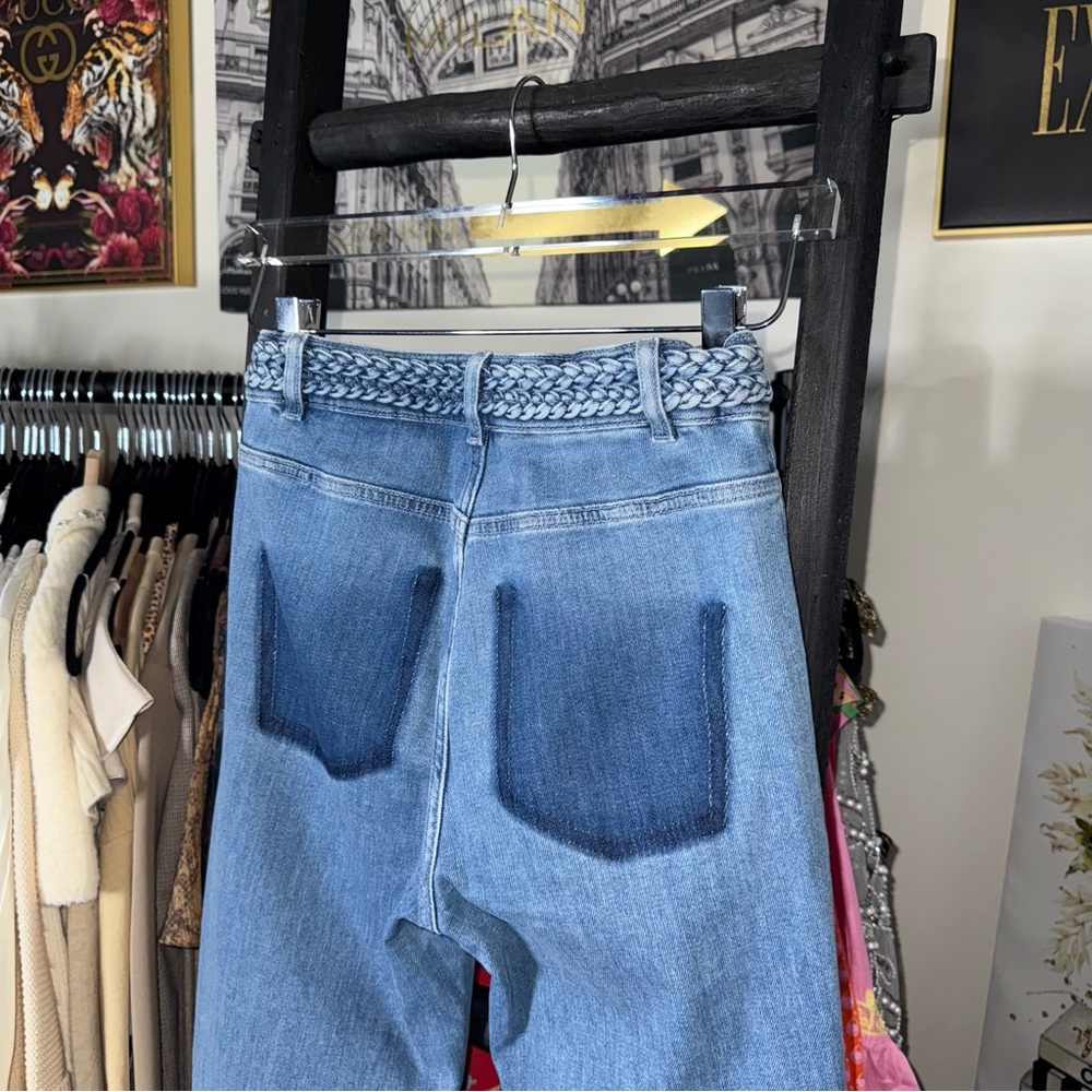 Maje Braided High Rise Bootcut Jeans Light Wash Denim Womens 36 4 EUC $325 - Picture 13 of 14